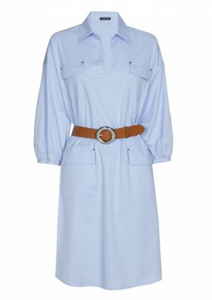Frisse vrijvallende jurk in ka 27 Light Blue