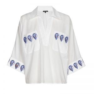 Korte oversized bloes met brod 39 Multi Color