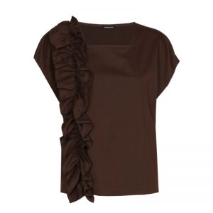 Comfortabele top met volant in 30 Chocolade