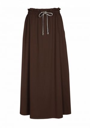 Zwierige halflange rok in kato 30 Chocolade