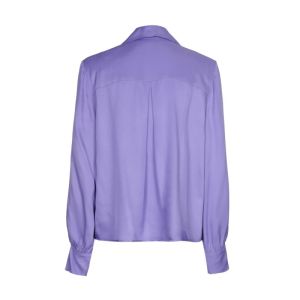 Shiny blouse met jabotdetail 40 Violet