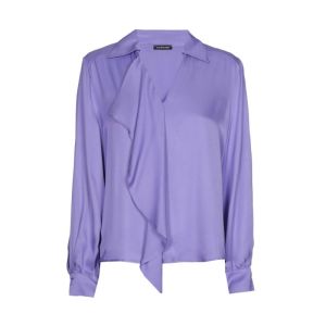 Shiny blouse met jabotdetail 40 Violet