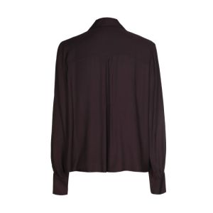Shiny blouse met jabotdetail 53 Eggplant