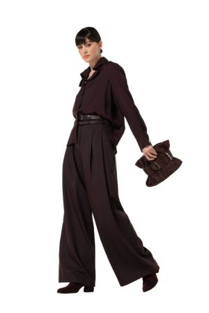 Elegante broek met dubbele rie 53 Eggplant