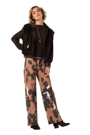 Trui met ribstructuur en contr 30 Coffee