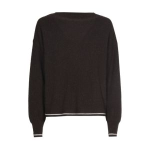Trui met ribstructuur en contr 30 Coffee
