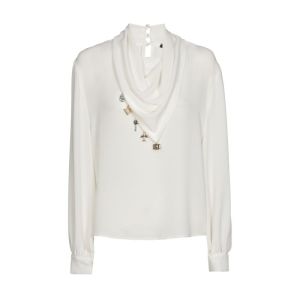 Soepele blouse met kraageffect 93 Cream